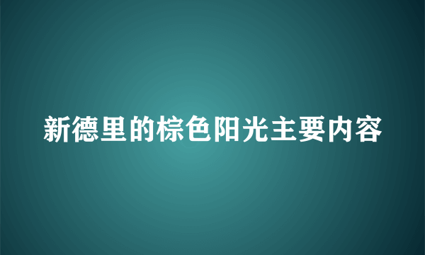 新德里的棕色阳光主要内容