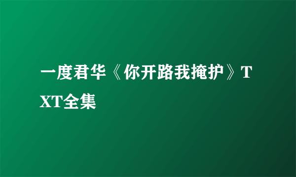 一度君华《你开路我掩护》TXT全集