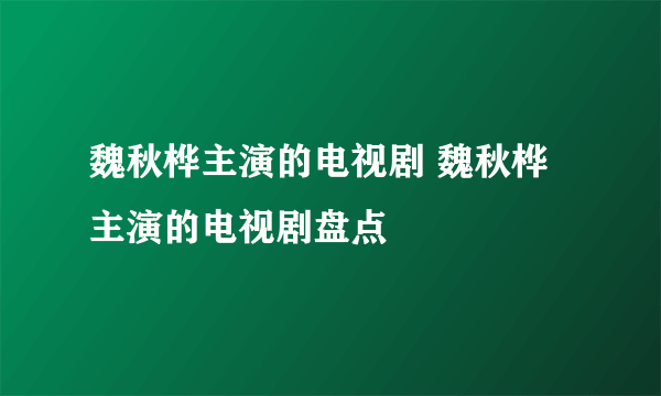 魏秋桦主演的电视剧 魏秋桦主演的电视剧盘点