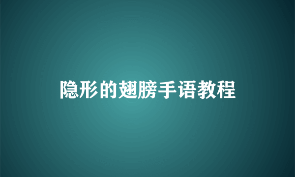 隐形的翅膀手语教程