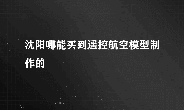 沈阳哪能买到遥控航空模型制作的