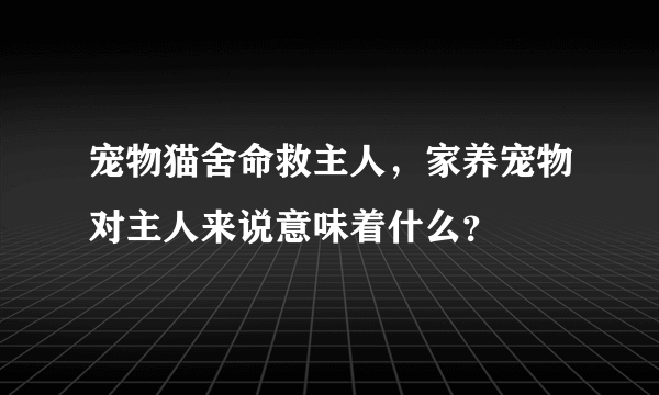 宠物猫舍命救主人，家养宠物对主人来说意味着什么？