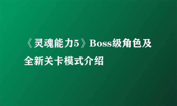 《灵魂能力5》Boss级角色及全新关卡模式介绍