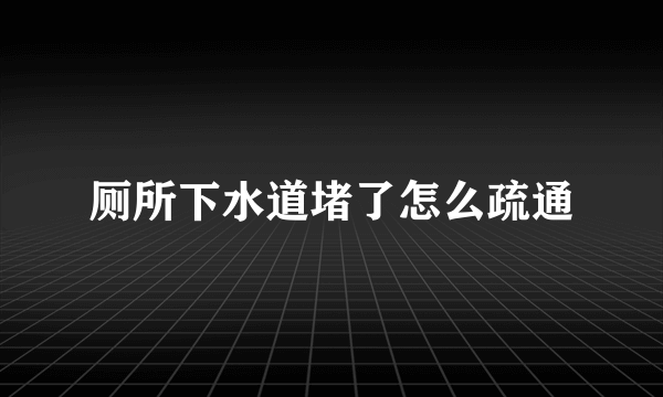 厕所下水道堵了怎么疏通