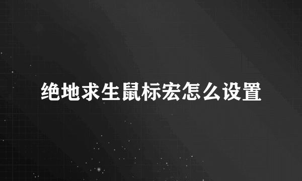 绝地求生鼠标宏怎么设置