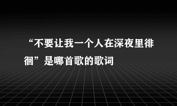 “不要让我一个人在深夜里徘徊”是哪首歌的歌词