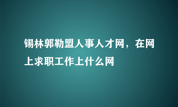 锡林郭勒盟人事人才网，在网上求职工作上什么网