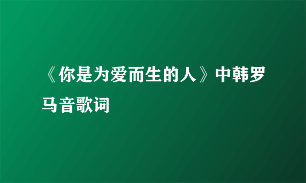 《你是为爱而生的人》中韩罗马音歌词