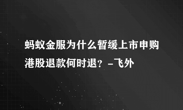 蚂蚁金服为什么暂缓上市申购港股退款何时退？-飞外