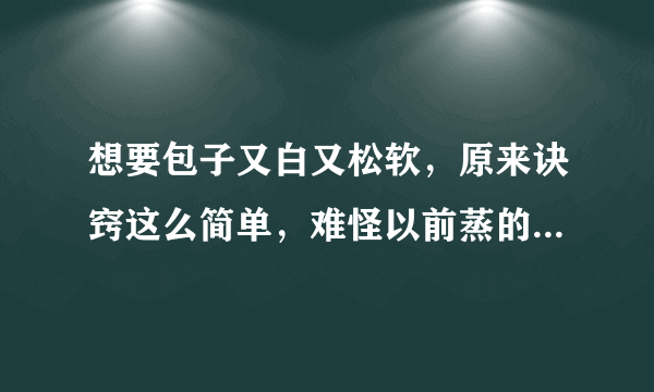 想要包子又白又松软，原来诀窍这么简单，难怪以前蒸的包子不好吃