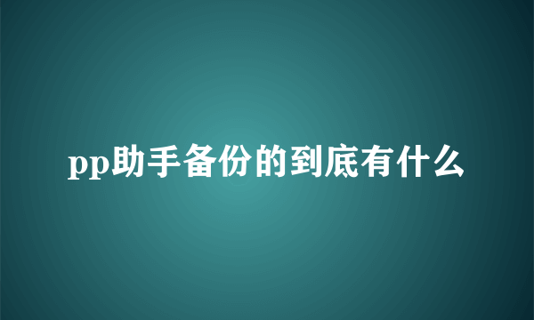 pp助手备份的到底有什么