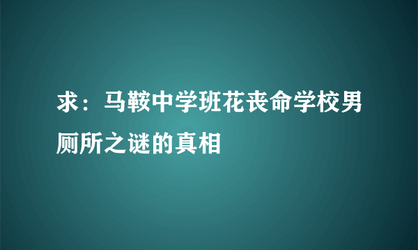 求：马鞍中学班花丧命学校男厕所之谜的真相