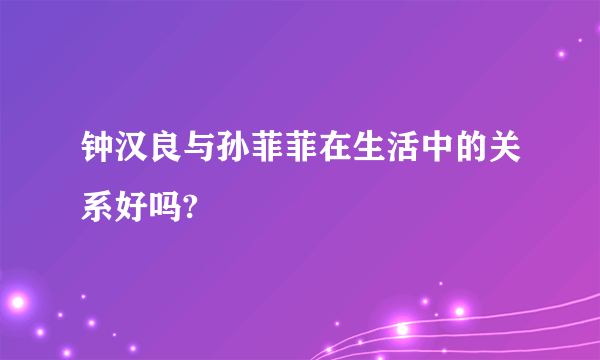 钟汉良与孙菲菲在生活中的关系好吗?