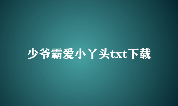 少爷霸爱小丫头txt下载