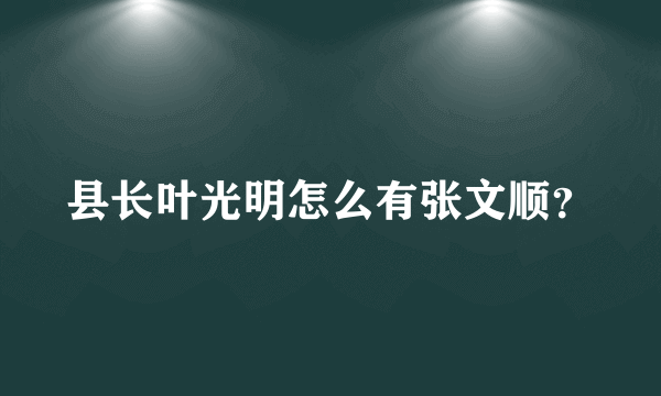 县长叶光明怎么有张文顺？