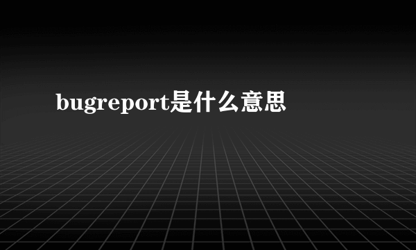 bugreport是什么意思