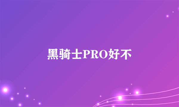 黑骑士PRO好不