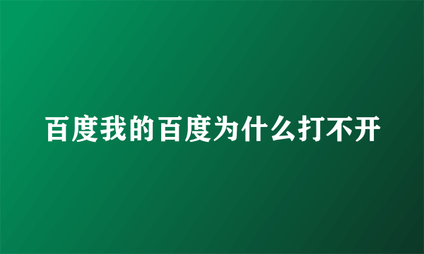 百度我的百度为什么打不开