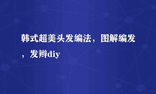 韩式超美头发编法，图解编发，发辫diy