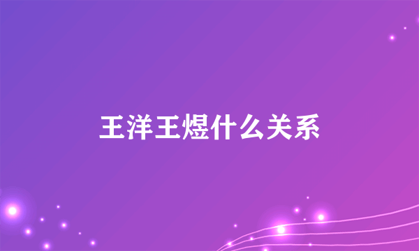 王洋王煜什么关系