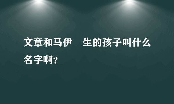 文章和马伊琍生的孩子叫什么名字啊？