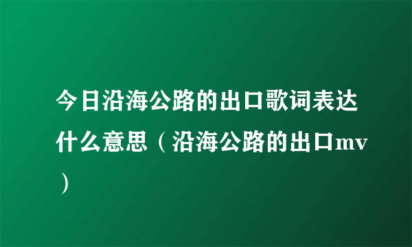 今日沿海公路的出口歌词表达什么意思（沿海公路的出口mv）