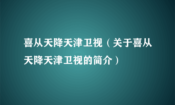 喜从天降天津卫视（关于喜从天降天津卫视的简介）