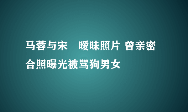 马蓉与宋喆暧昧照片 曾亲密合照曝光被骂狗男女