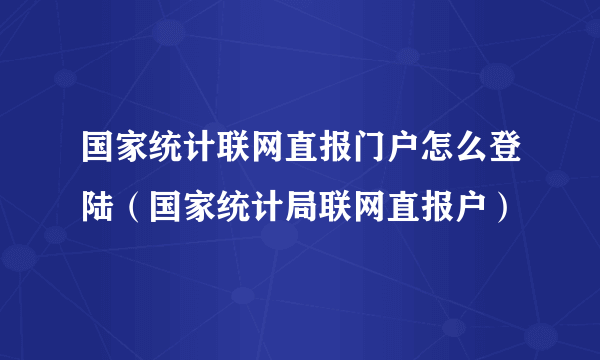 国家统计联网直报门户怎么登陆（国家统计局联网直报户）