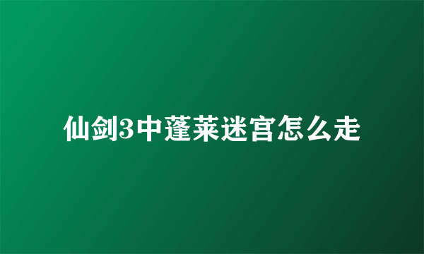 仙剑3中蓬莱迷宫怎么走