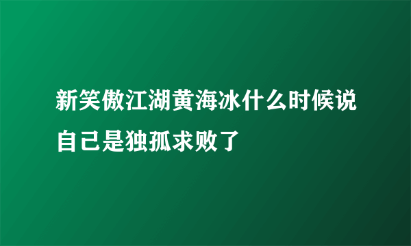 新笑傲江湖黄海冰什么时候说自己是独孤求败了