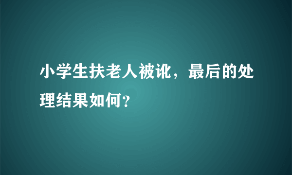 小学生扶老人被讹，最后的处理结果如何？