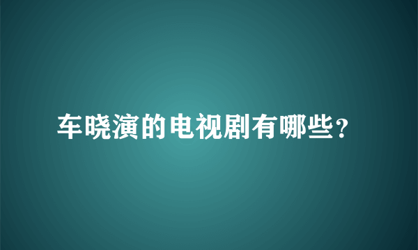 车晓演的电视剧有哪些？