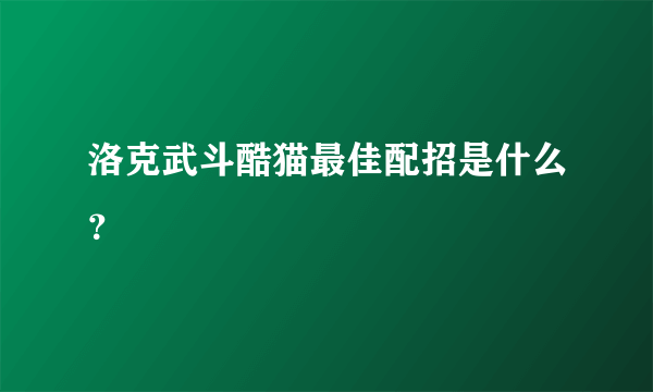 洛克武斗酷猫最佳配招是什么？