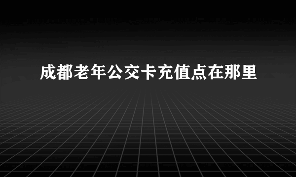 成都老年公交卡充值点在那里