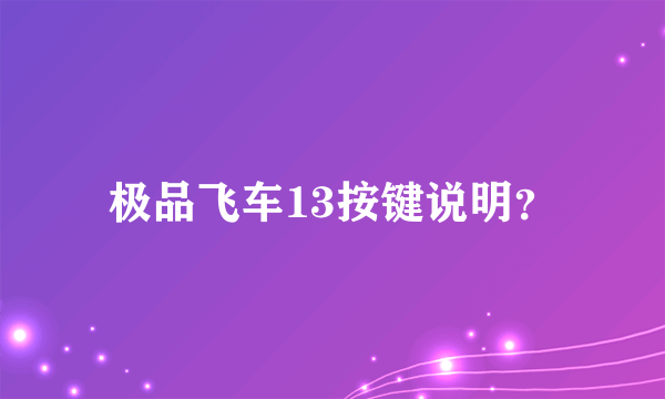 极品飞车13按键说明？