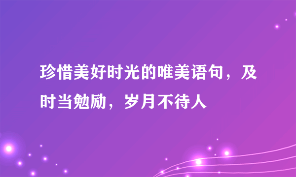 珍惜美好时光的唯美语句，及时当勉励，岁月不待人