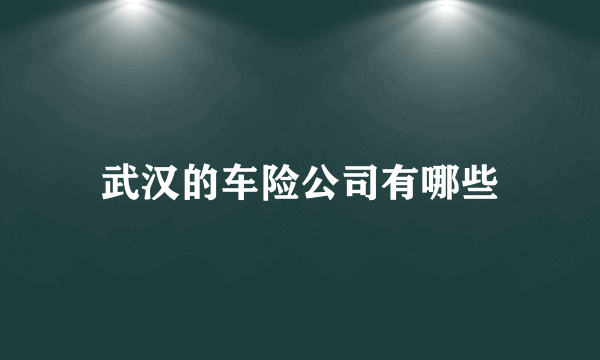 武汉的车险公司有哪些