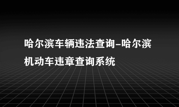 哈尔滨车辆违法查询-哈尔滨机动车违章查询系统