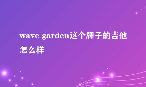 wave garden这个牌子的吉他怎么样