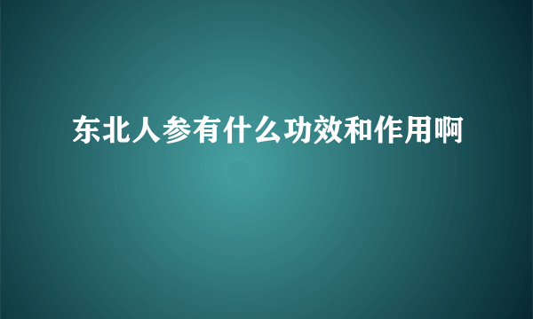 东北人参有什么功效和作用啊