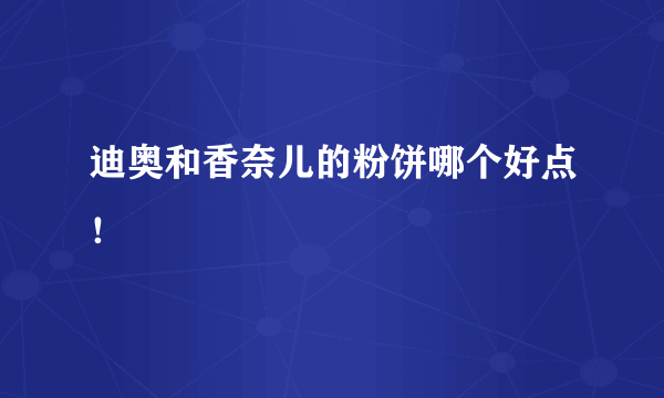 迪奥和香奈儿的粉饼哪个好点！