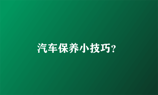 汽车保养小技巧？