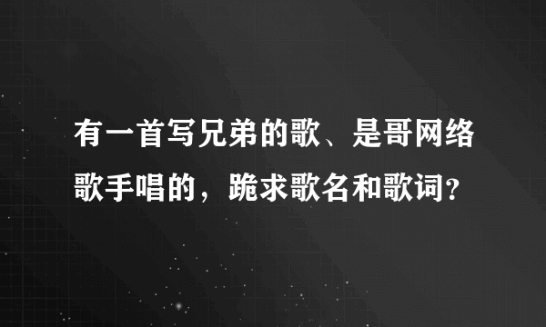 有一首写兄弟的歌、是哥网络歌手唱的，跪求歌名和歌词？