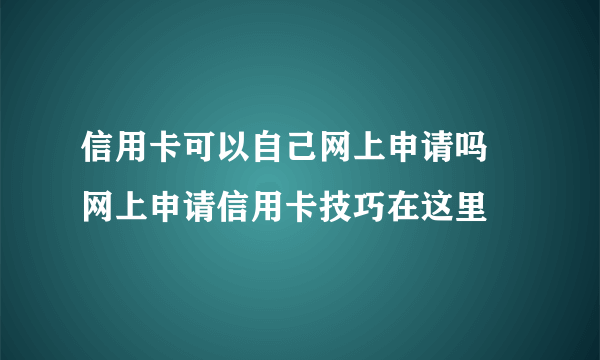 信用卡可以自己网上申请吗 网上申请信用卡技巧在这里