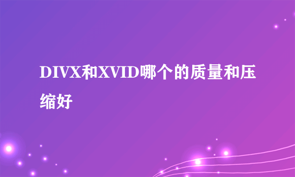 DIVX和XVID哪个的质量和压缩好