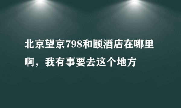 北京望京798和颐酒店在哪里啊，我有事要去这个地方