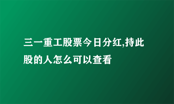 三一重工股票今日分红,持此股的人怎么可以查看