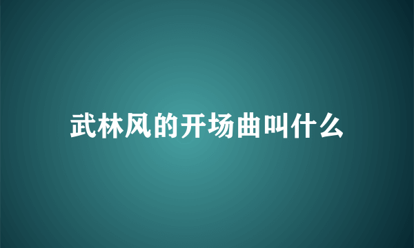 武林风的开场曲叫什么