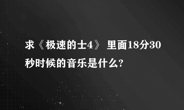 求《极速的士4》 里面18分30秒时候的音乐是什么?